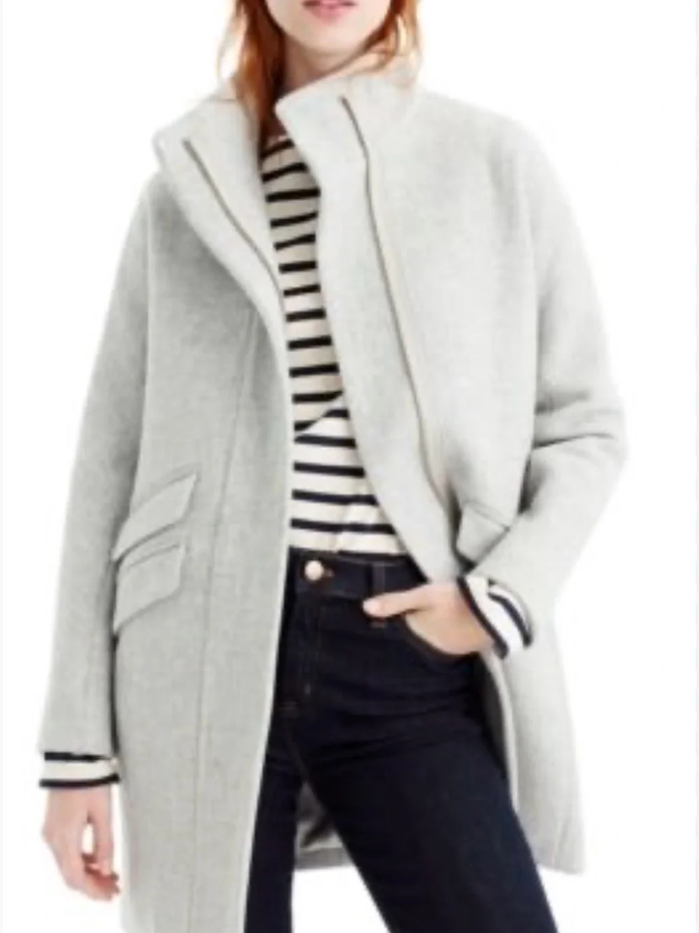 J. Crew Light Gray Stand-Collar Coat